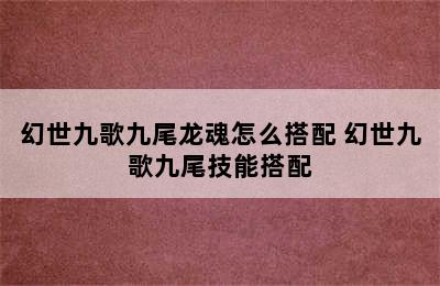 幻世九歌九尾龙魂怎么搭配 幻世九歌九尾技能搭配